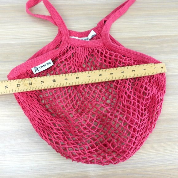 TURTLE‎ BAG Women Shoulder Fishnet Tote Organic Cotton Mesh Pink String Shopper - Picture 7 of 13